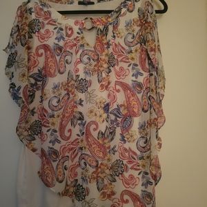 Apt. 9 Floral Paisley Blouse - Red, Blue, Yellow